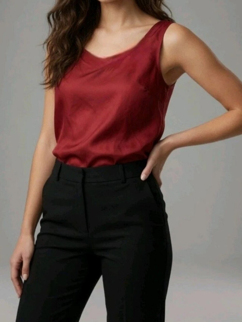 Vintage 90s Express Compagnie Internationale 100% Pure Silk Slip Top Red Cami M